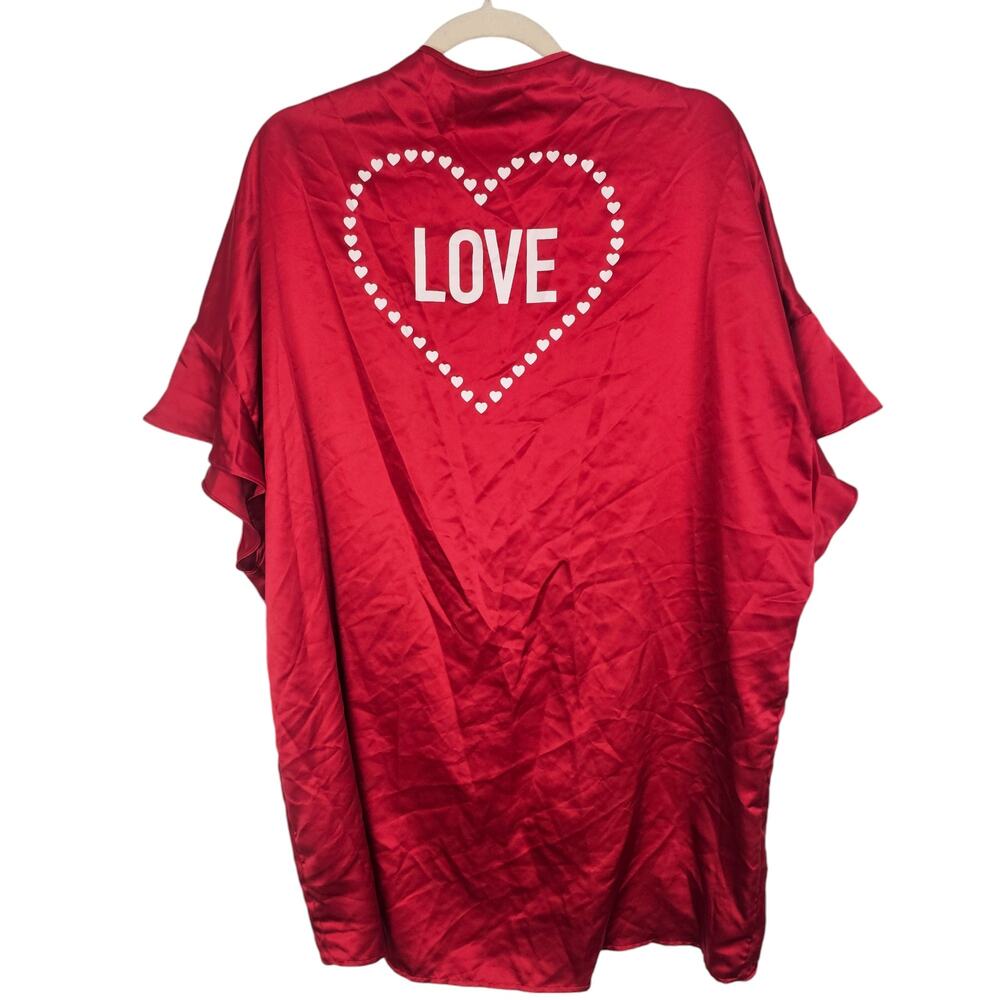 Victoria's Secret Robe Satin Robe Women OS Red Short Sleeve Robe Ruffle Trim - Picture 8 of 8